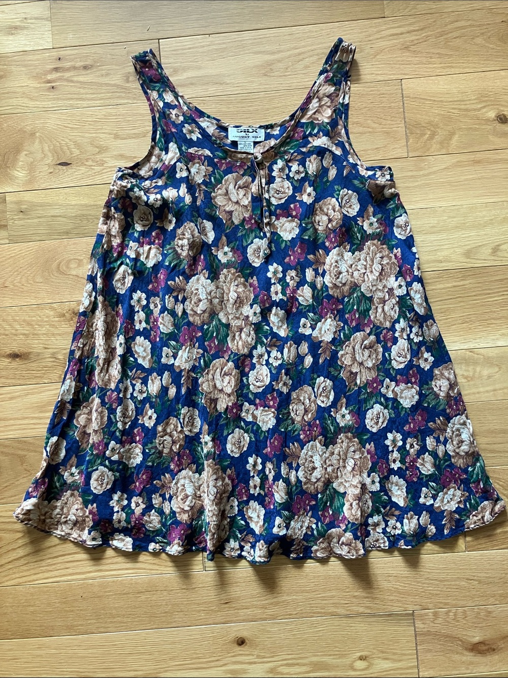 august silk vintage Tank Dress  tent mini dress sz large